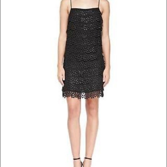 NWT Diane Von Furstenberg tiered lace black mini dress